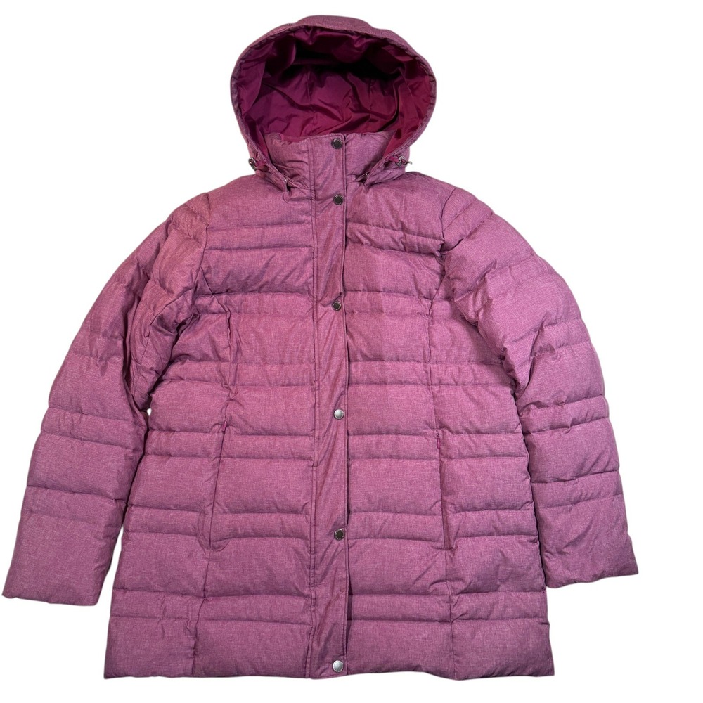 Lands‎ End Down Puffer Parka Jacket Womens Large 14-16 Purple Hooded Quilted